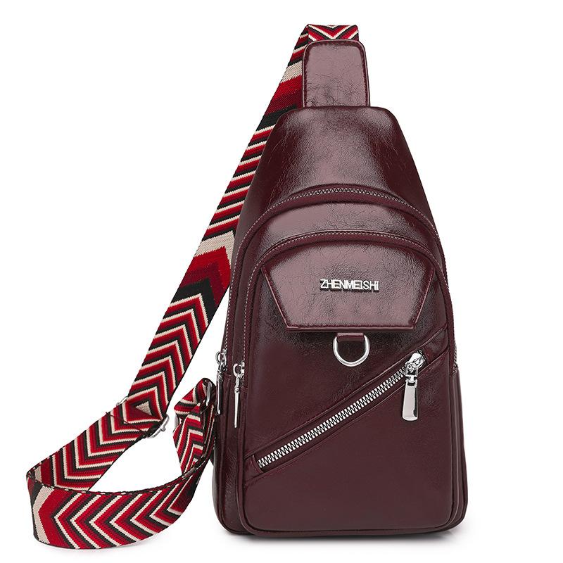 

Женский рюкзак через плечо, водоотталкивающая нагрудная сумка из ПУ красный