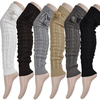 65 cm lange Beinwärmer für Damen, verdickt, über dem Knie, warme Stiefelüberzüge, Lolita-Strick-Häkelsocken, Stiefelstulpen, Florsocken, Party- und Tanzsocken