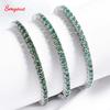 Smyoue 3/4mm GRA Certified Full Green Moissanite Tennis Bracelet for Women 18K Plated Lab Diamond 925 Silver Bracelet Men