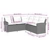 L Shaped Sofa with Cushions Grey Poly Rattan