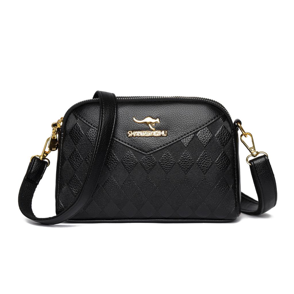 A Stylish Soft Leather Large-capacity Diamond-patterned Single-shoulder Crossbody Women's Bag