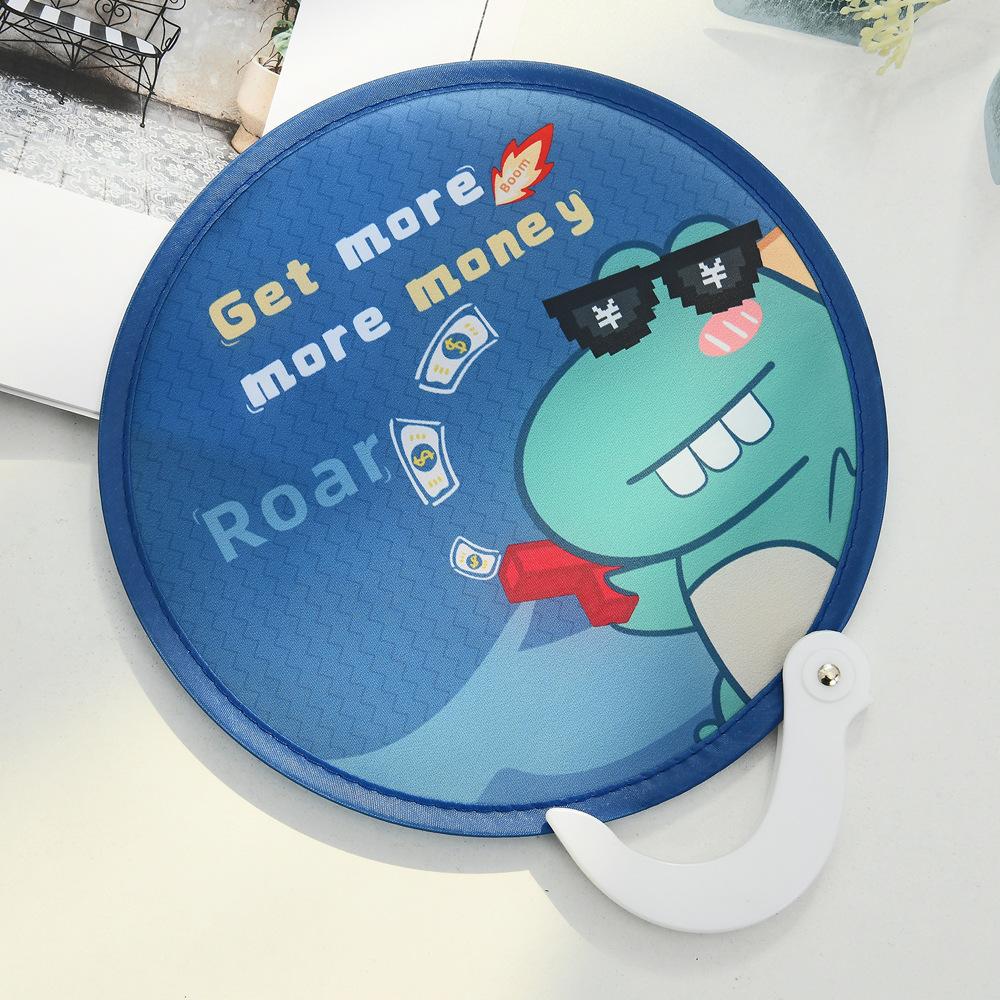 Pc Portable Folding Fan With Handle, Cartoon Mini Round Fan, Plastic Summer Accessory, Fancy Style For Creative Party Gift,