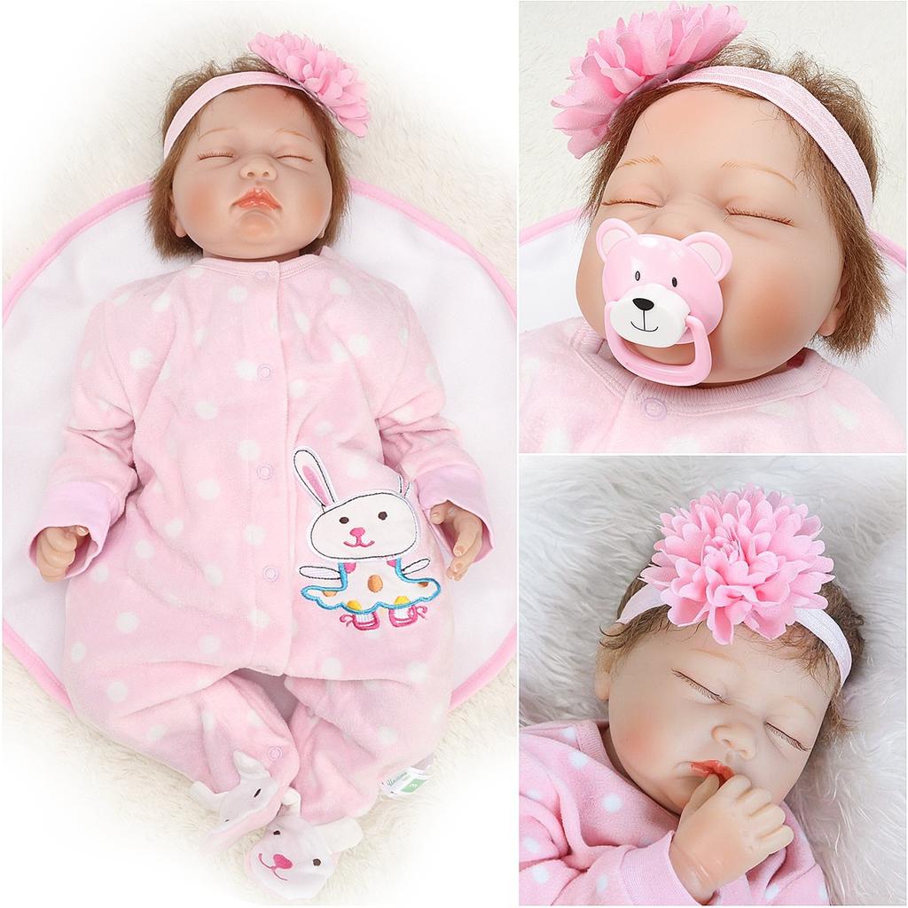 55 CM Lifelike Newborn Silicone Vinyl Reborn Gift Baby Doll Handmade Reborn Dolls