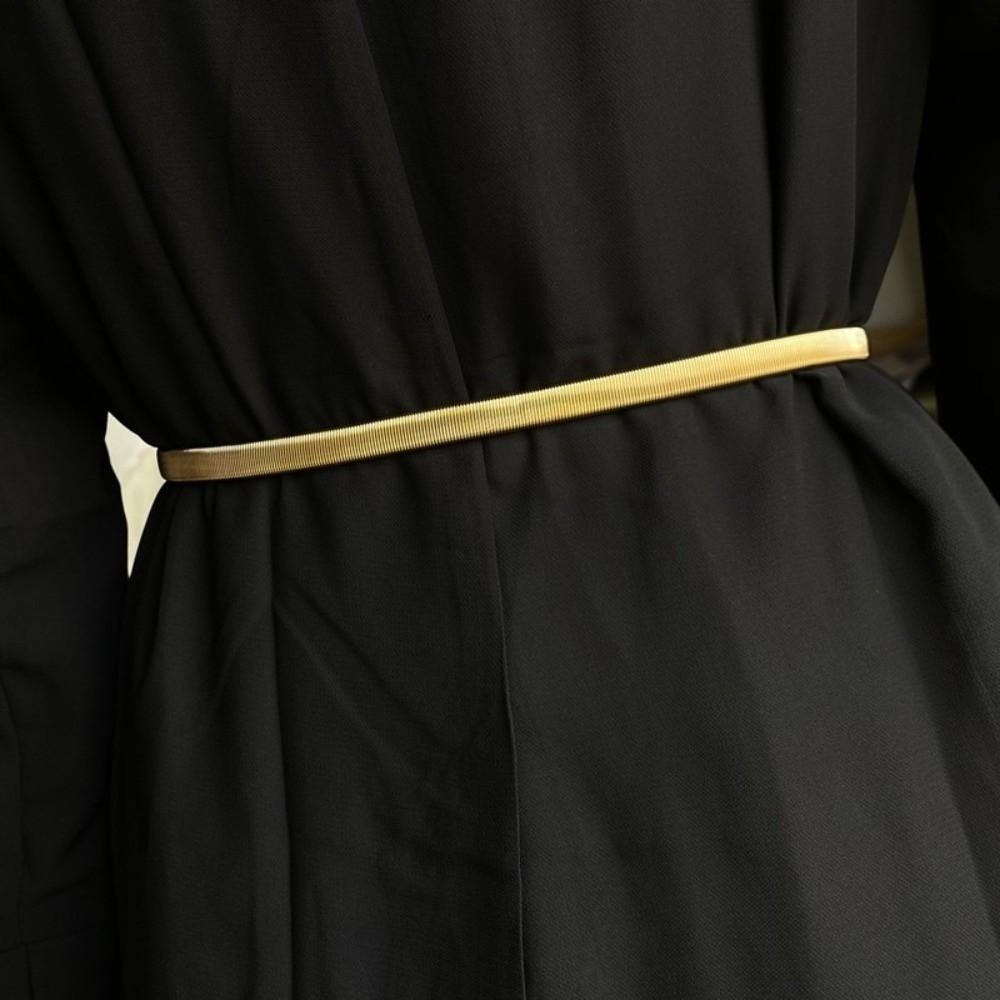 Fashion Gold Color Elastic Waist Chain Simple Stretch Cinch Belt Versatile Waist Belt Dress Accessory