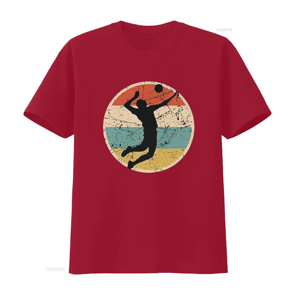 Mens Volleyball Player Team Fun Retro Vintage Colors Cool T Shirt Black M Vintage Washed Slightly Fashion Unisex Graphic Homme