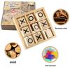 Wooden Tic-Tac-Toe Educational Toy for Kids - Interactive Three-in-a-Row Board Game & Building Blocks