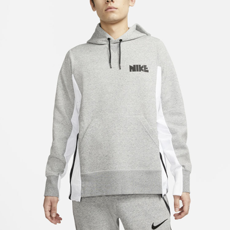 Nike Logo Print Spliced Color-Block Sports Hoodie Men Hoodie Grey CZ4695-063