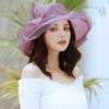 Women's Bright Color Sun Protection Hat - Breathable Organza with Single Flower for Spring/Summer Beach Travel