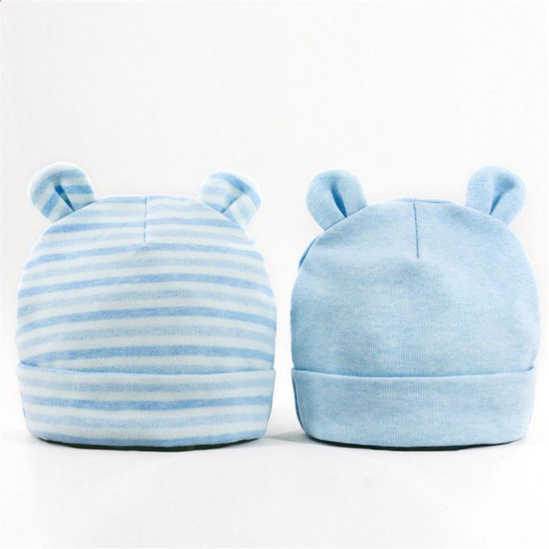 2Pcs/pack Hot Sale Newborn Female Bear Ear Baby Beanie Other Material Dobby Style Four Seasons 17*14cm