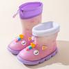 Cartoon Mid-Calf Unicorn Waterproof Boots for Children, Padded Warm Rain Boots for Girls, Student Outdoor Non-Slip Water Shoes