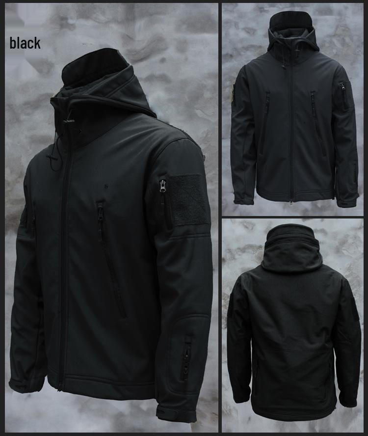 Men's Tactical Softshell Fleece Jacket: Windproof, Waterproof, Outdoor Sports Outerwear.