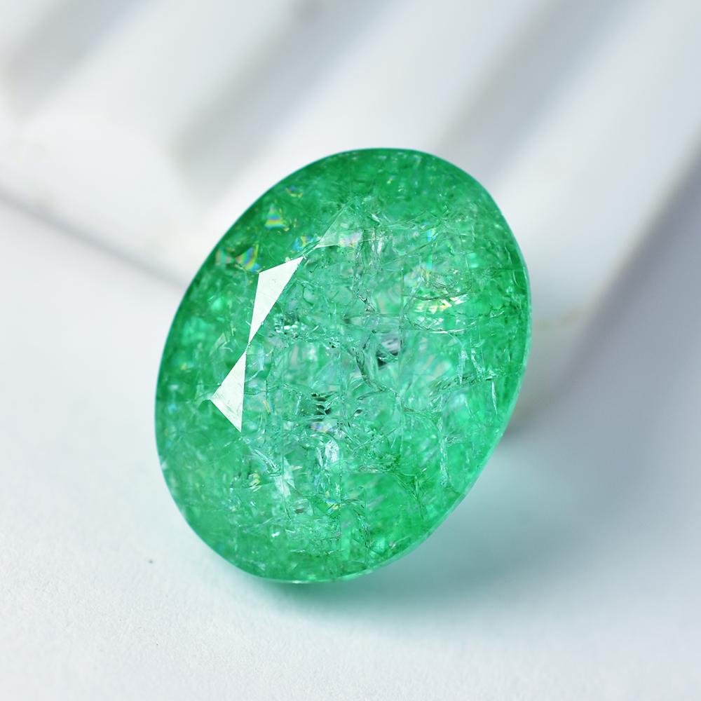 Natural Green Emerald Loose Gemstone 20.95 ct Colombian Oval Cut for Jewelry Making and Crafts