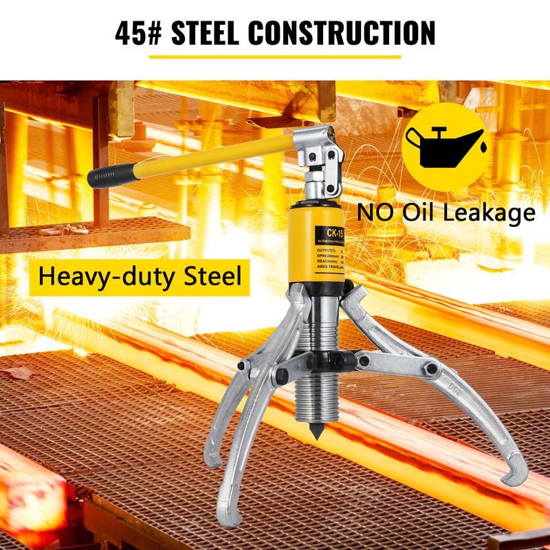 SucceBuy 15 Ton Hydraulic Gear Wheel Bearing Puller Separator Tool Two & Three Adjustable Jaws With Portable Box for Repair Shop