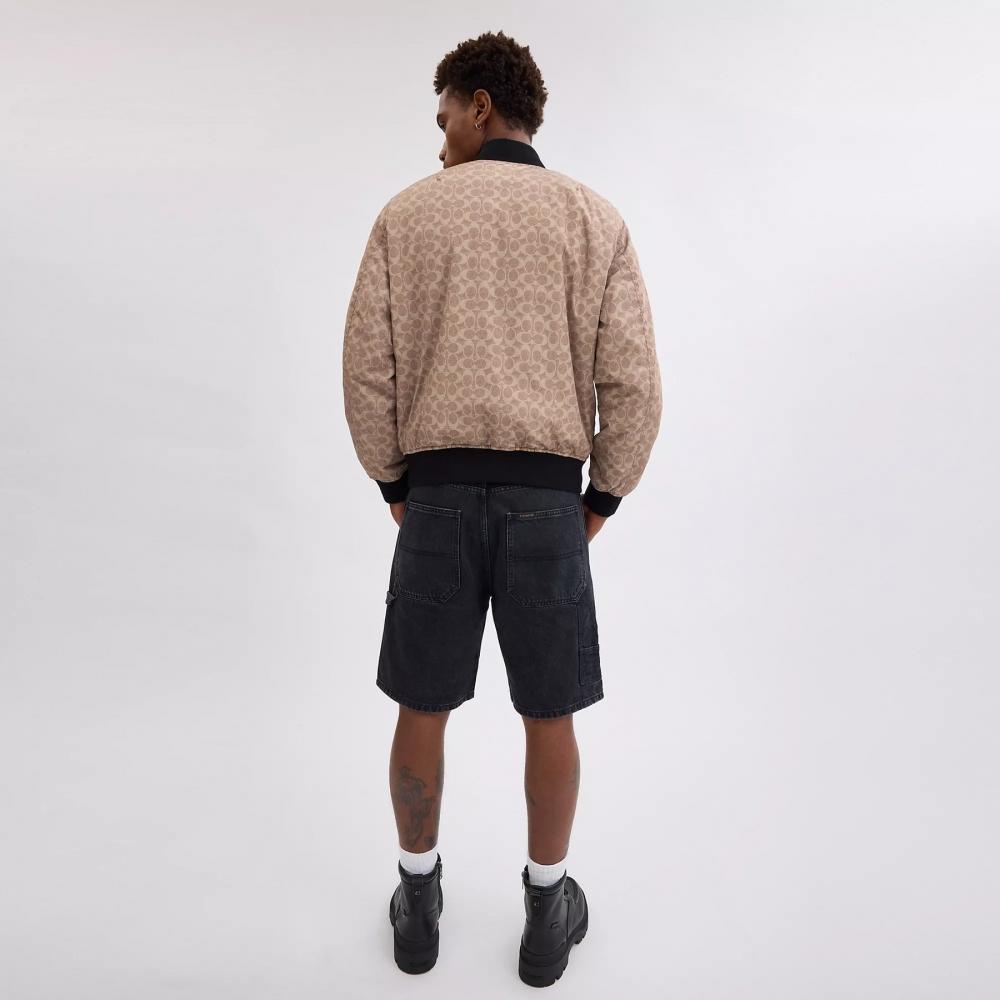 Coach Reversible Ma 1 Jacket In Recycled Polyester Black   Khaki Sig