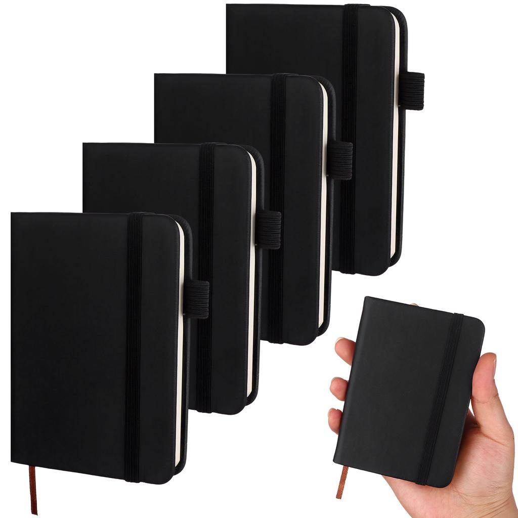 Banban 4 Pcs Leather Pocket Notebook A7 Note Book Pocket Hardcover Notepad 3 X 4 Inch Mini Notepad Tiny Lined Journal Notebook W