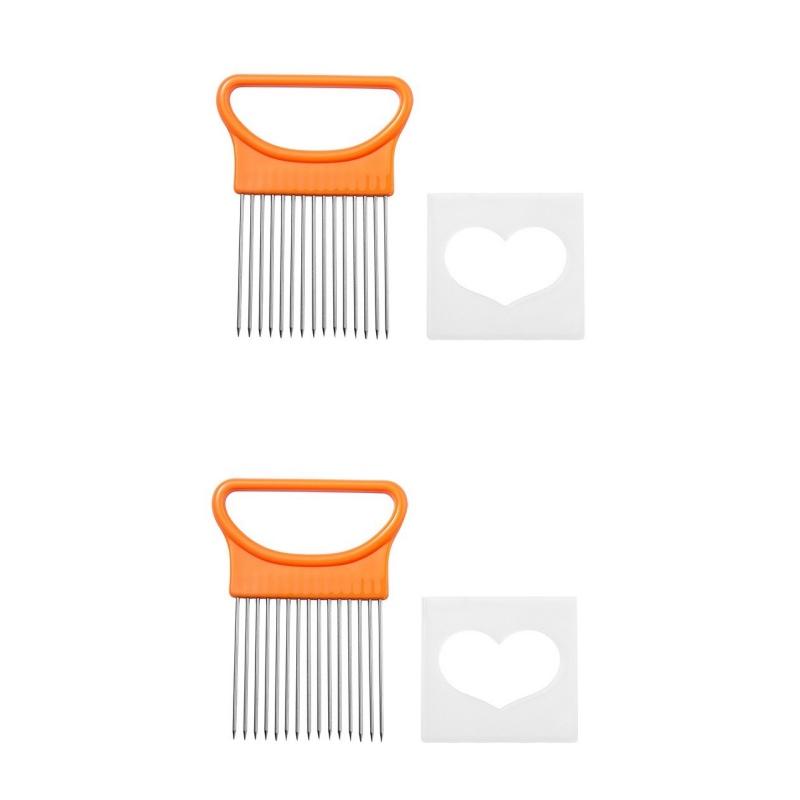 2 Pcs Onion Cutting Helper, Kitchen Vegetable Cutter, Meat Tenderizer Needle, Slicer, Hand-Protected Onion Cutting Needle