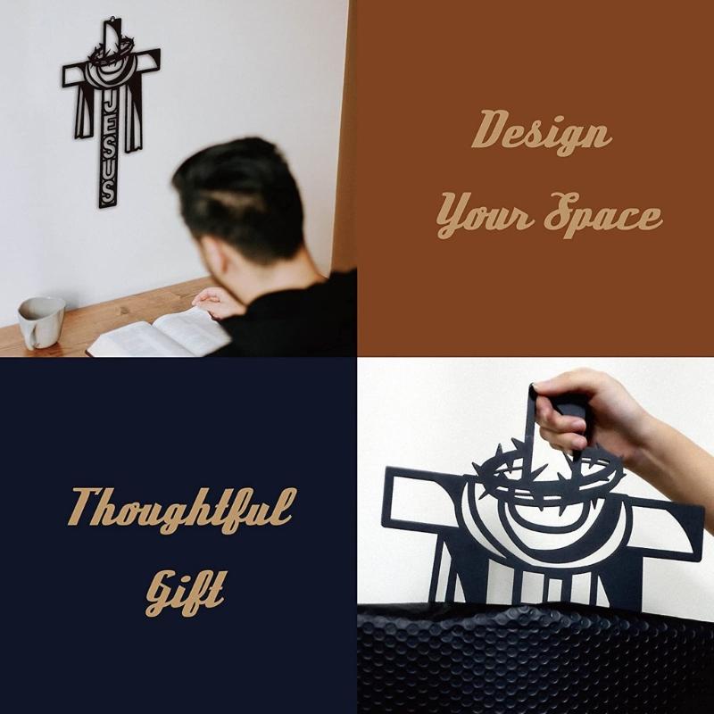 Christmas Metal Cross Wall Art Decor Jesus Letter Decorative Holy Ornament for Catholic Christian Church Decorations
