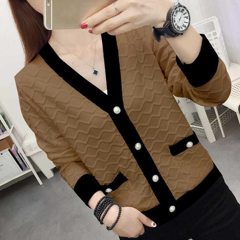 

Свитер, кардиган с v-образным вырезом, верхняя одежда для женщин, осенняя одежда 2023, повседневный вязаный кардиган с v-образным вырезом, топ для женщин