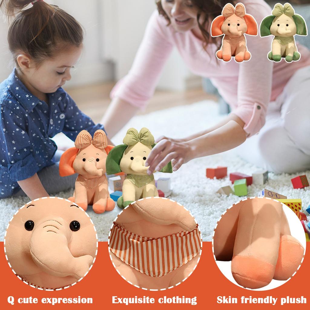 Cute Baby Elephant Doll Plush Toy Soft Cute Flower Knot Elephant Rag Doll Doll
