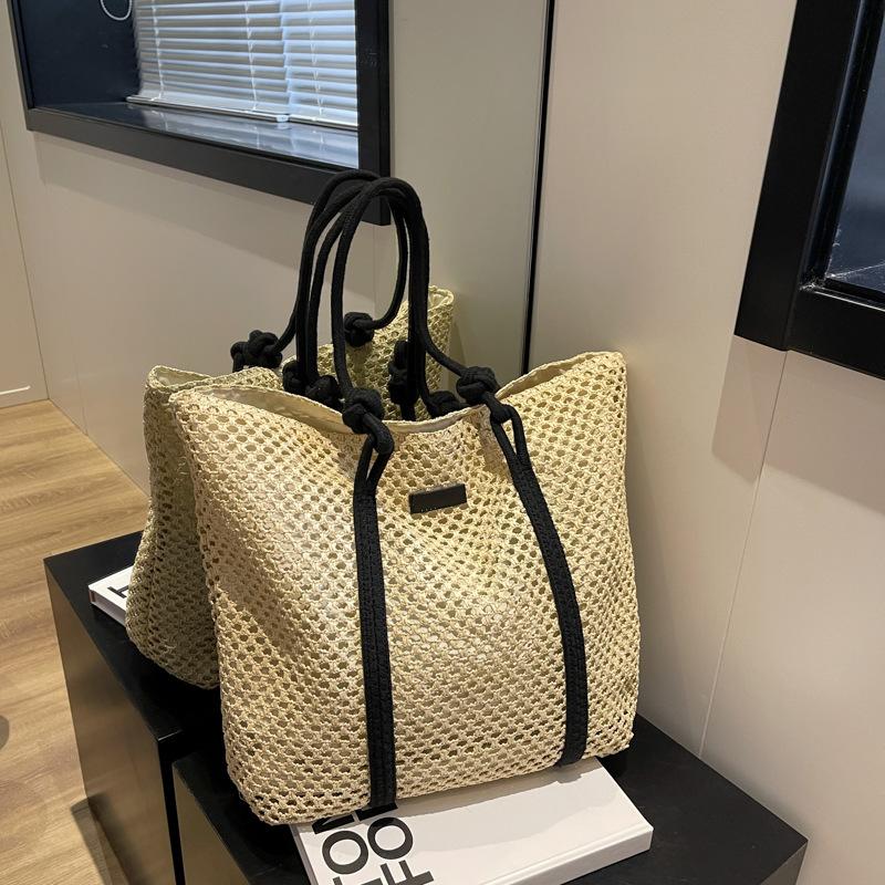 Elegante Damen Strohgewebte Handtasche Damen Urlaubs Strandtasche Lässige Shopper Tragetasche Handtaschen mit oberem Griff