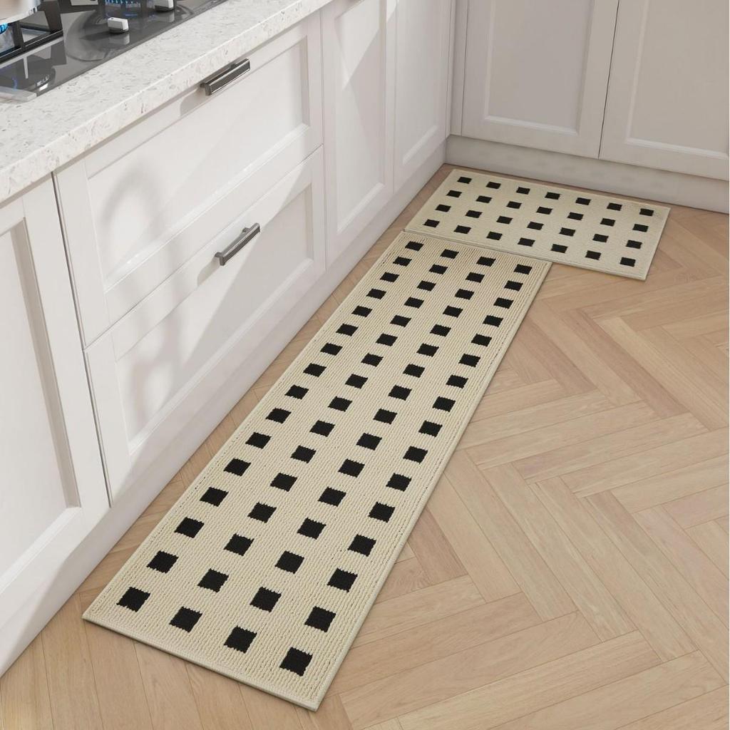 Nordic Light Luxury Kitchen & Bedroom Non-Slip Rug - Water & Oil Absorbent, Dirt Resistant Polypropylene Woven Carpet