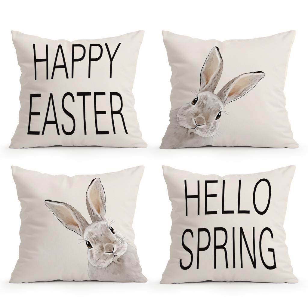 Rural Style Easter Bunny Pillowcase Printed Polyester 40/45/50cm Throw Pillowcover Decorative Sofa Cushion Pillowslip Home Decor
