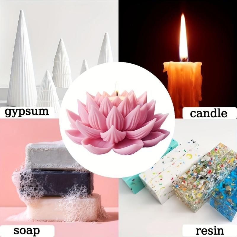 Lotus Flower Silicone Candle Mold DIY Aromatherapy Candle Resin Gypsum Casting Mould Handmade Craft Home Decoration Tool