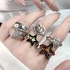 Y2K Fashion Stacked Wearing Retro High-End Open Ring Niche Design Drip Enamel Love Star Ring Woman