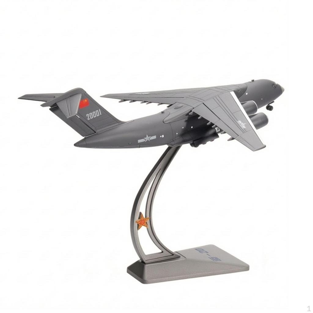 Diecast Y-20 Model Metal Aircraft with Stand Tabletop Realistic for