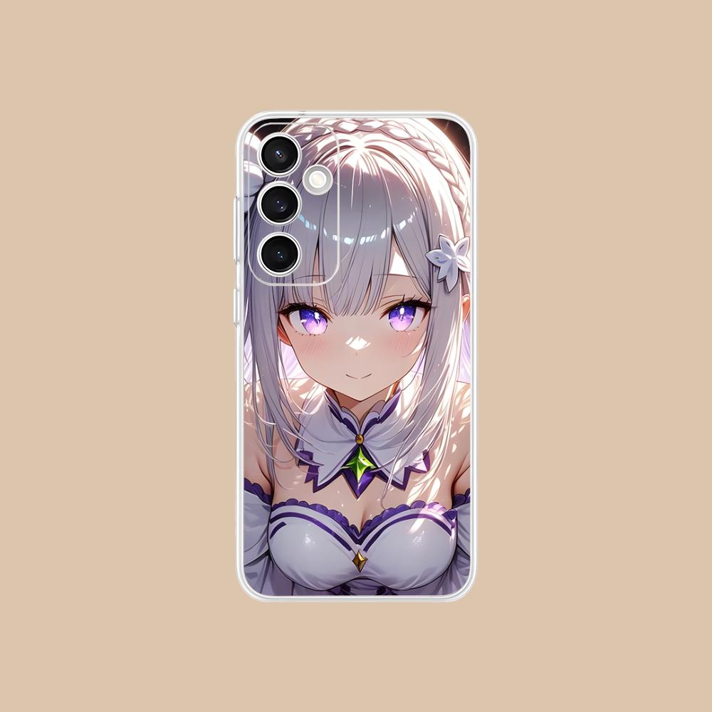 ReZero Emilia Waifu Прозрачный чехол для мобильного телефона для Samsung Galaxy S25 S24 S23 S22 S21Plus FE Ultra Цветная крышка Galaxy S24+