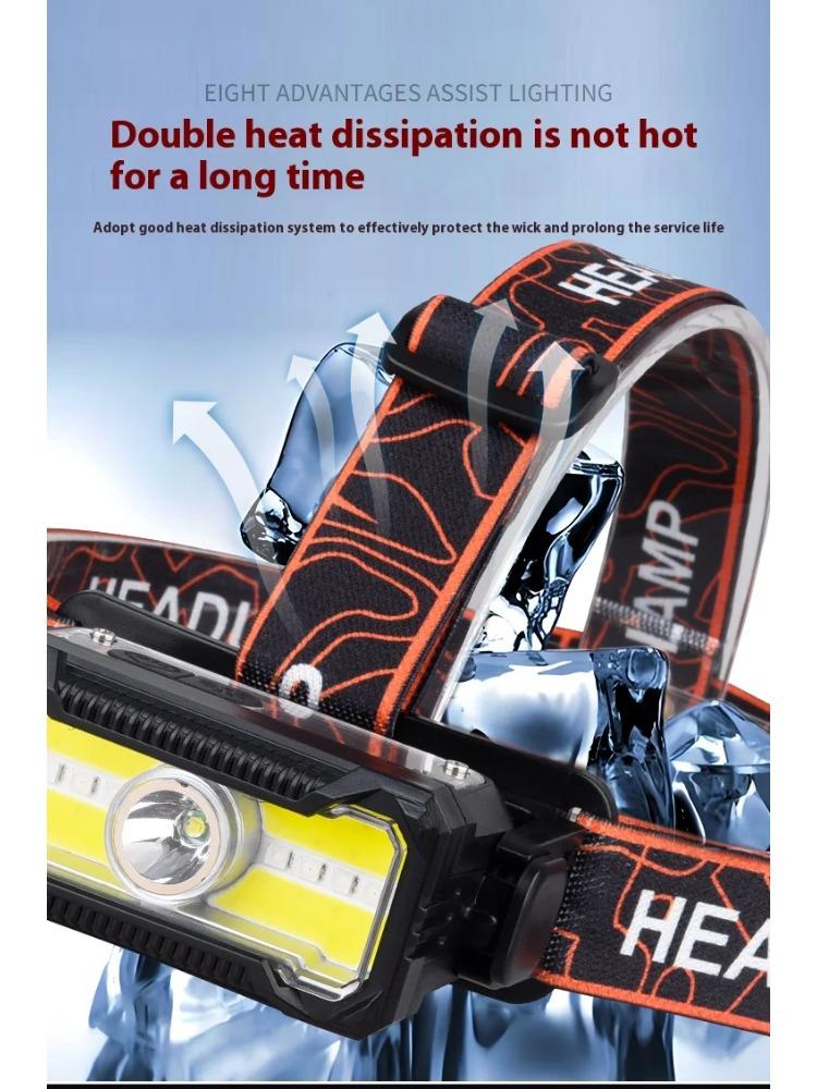 LED Headlamp 6-Modes Powerful Waterproof Headlight Type-C Rechargeable 18650 Head Torch Camping Fishing Emergency Lantern