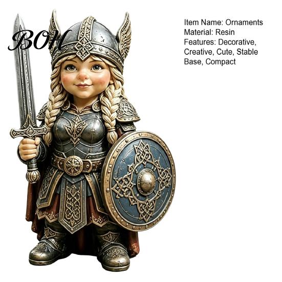 Stable Base Desk Sculptures Viking Gnome Warrior Figurine, Resin Nordic Dwarf Statue, Decorative Weather Resistant Yard Decorations Soldier