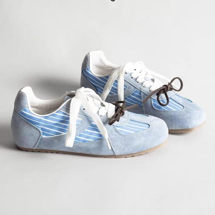 Niche Striped German Training Shoes Women's Ins Tide 2025 Autumn New Retro Lazy High-end Casual Sports Shoes Women
