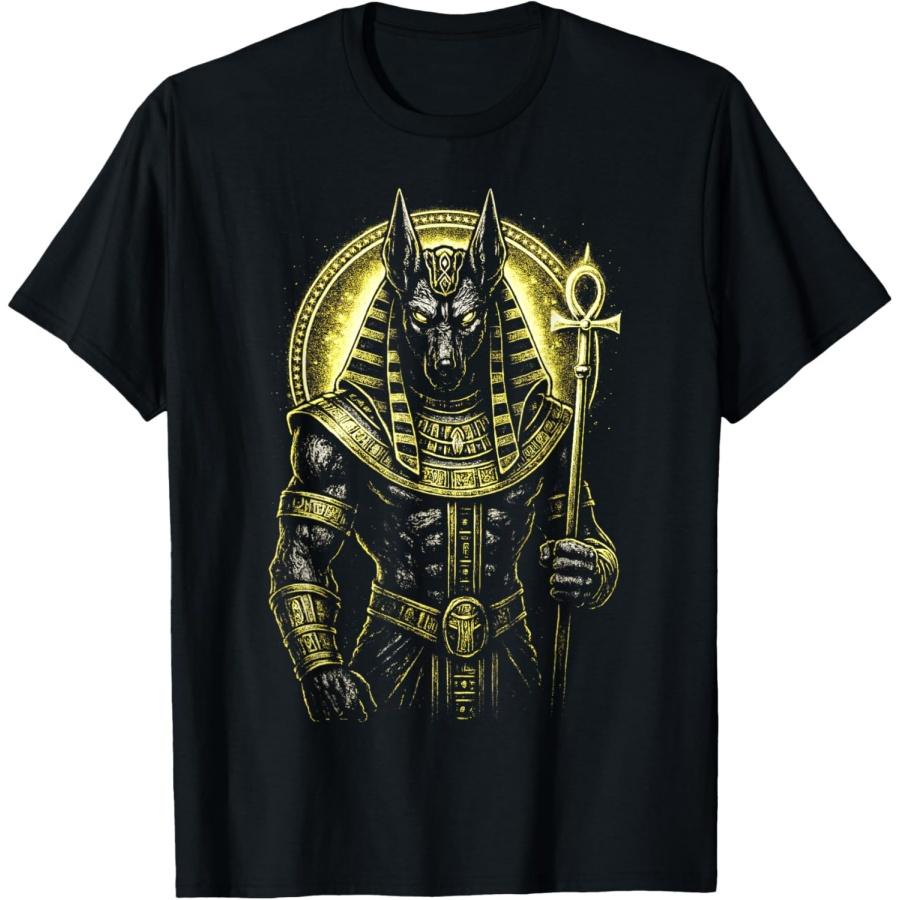 Egyptian Anubis Ancient Mythology God Hieroglyphs T-Shirt