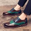 British Designer Colorful Mix Pointed Brogue Leather Shoes Flat For Men 2025 Dress Formal Wedding Prom Oxford Zapatos Hombre