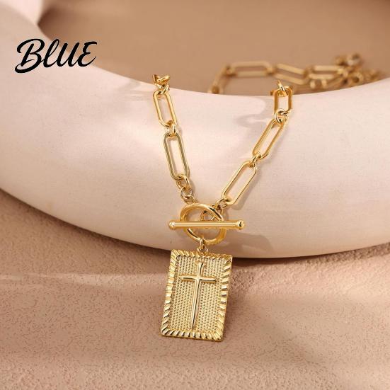 Faith Symbol Necklace Women Cross Pendant 16" Paperclip Chain Trendy