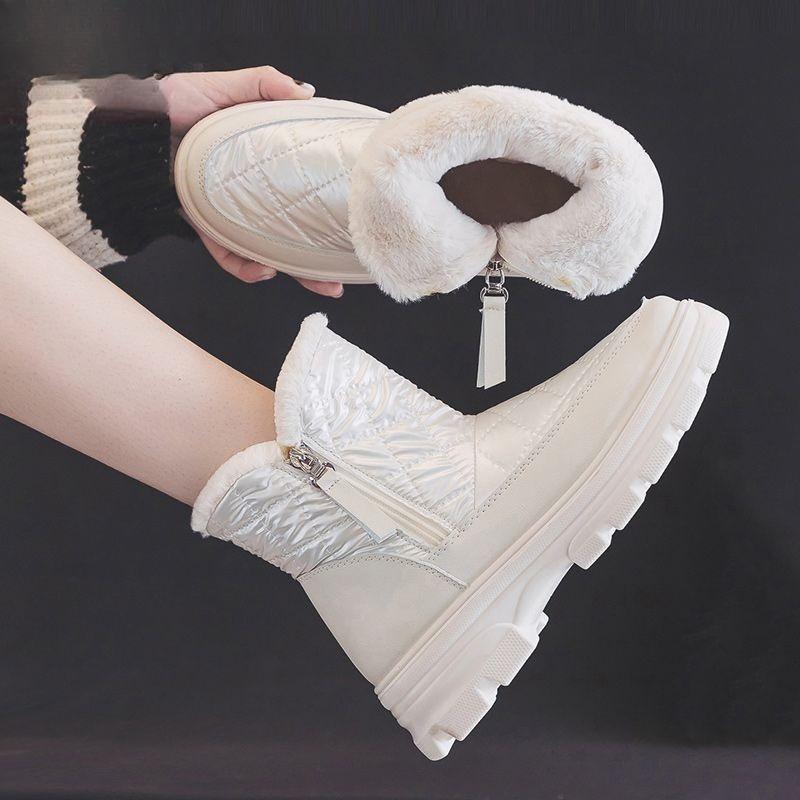 40 Size Autumn and Winter Korean Version Velvet Thickened High-top Shoes High Value Versatile Trend Snow Boots