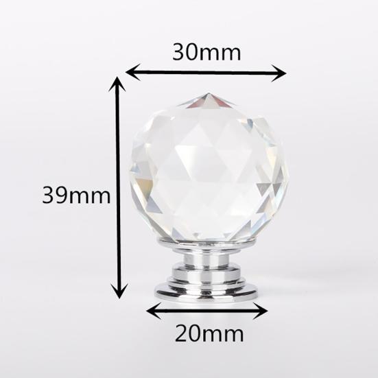 20/30/40 mm křišťálové sklo Kuchyňská skříňka Skříňka Knoflík zásuvky Rukojeť skříně