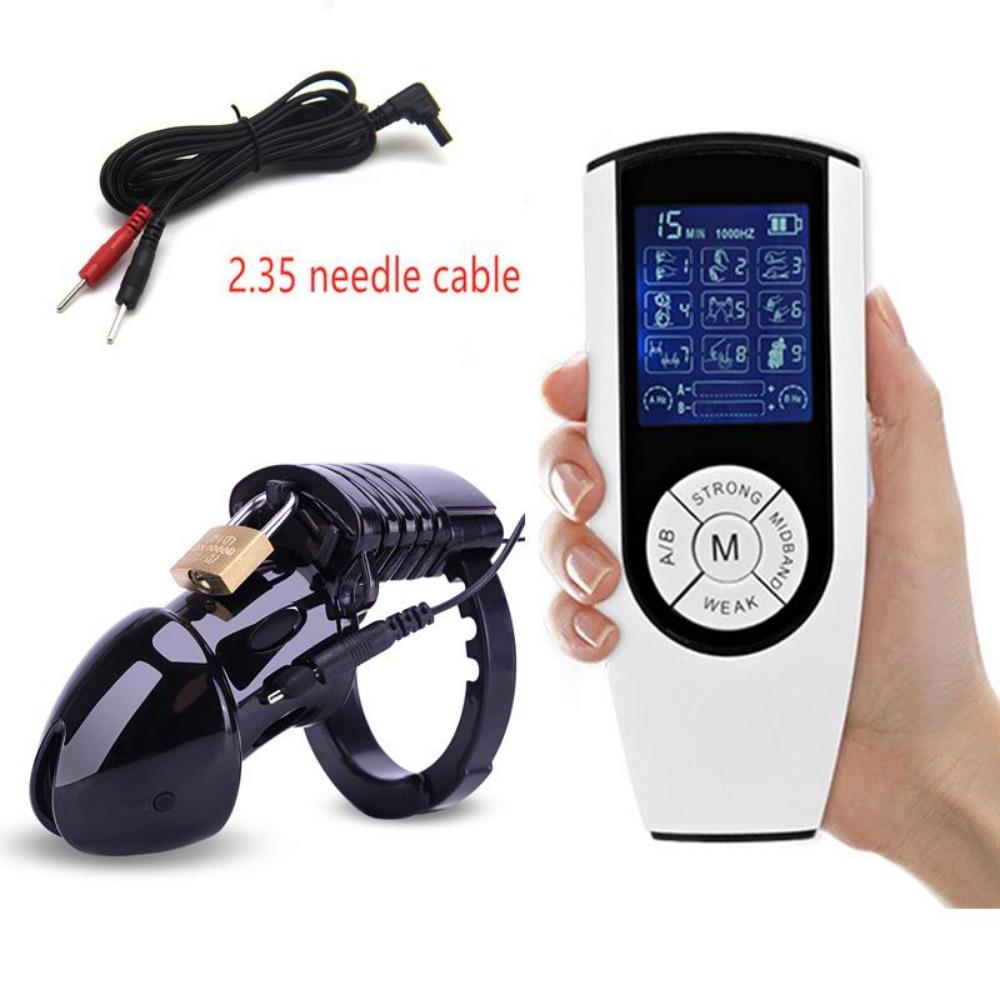 Electro Shock CB6000 Male Chastity Cage Ball Stretcher,Electric Shock Cock Cage Penis Ring, Timer Lock Chastity Belt Sex Toy