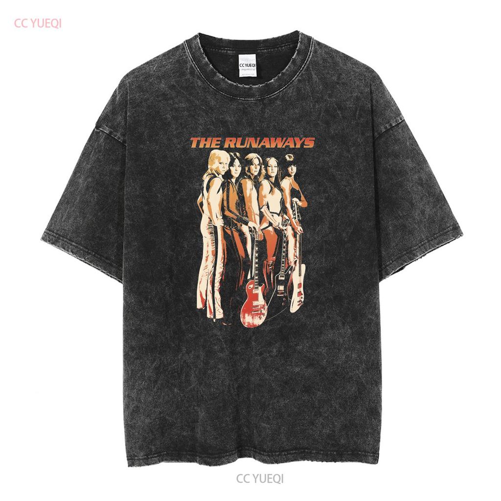 Maglietta The Runaways Nera per Fan B101014 vintage Lavata Comoda abbigliamento firmato Versatile Leggermente Morbida Casual