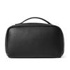 Top Grain Cow Leather Makeup Bag, 2 Sizes Litchi Grain Double Zipper Portable Handheld Travel Toiletry Bag Large Capacity Skincare Storage Organizer