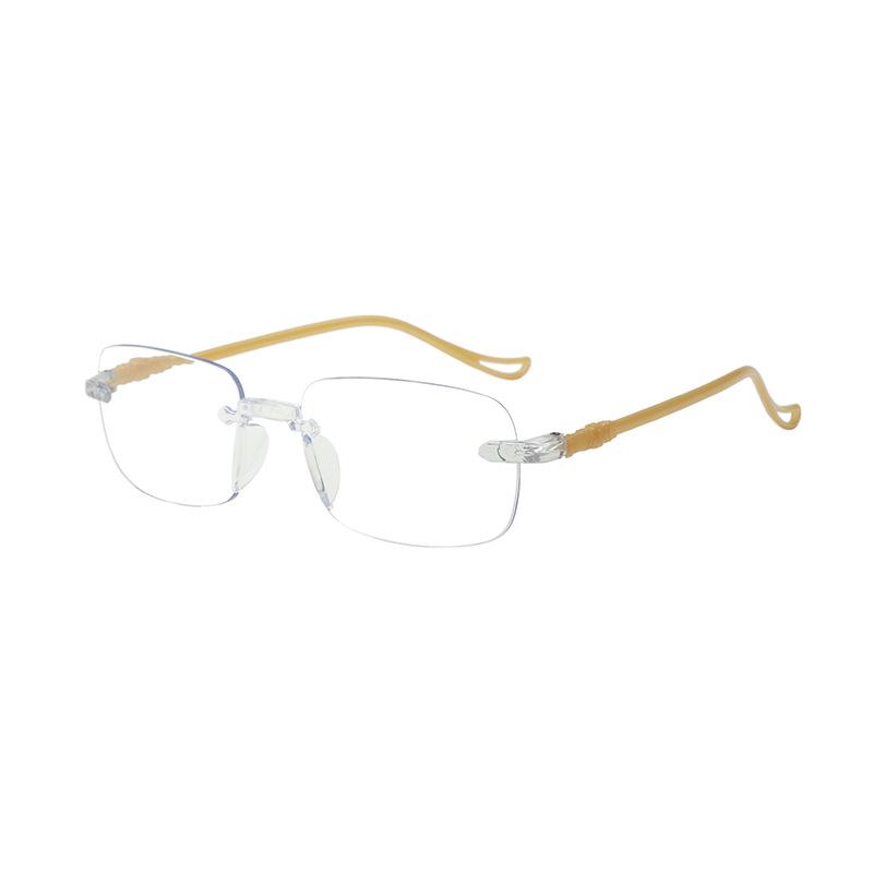 Frameless Diamond Cut Edge Anti-Blue Light Ultra-Light Zoom HD Reading Glasses, Gold/Silver, for Men and Women