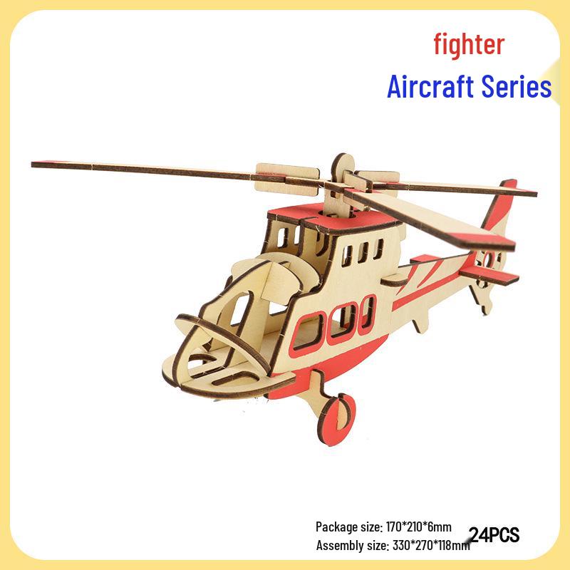 Handmade 3D Wooden Military Tank Model Puzzle for Children