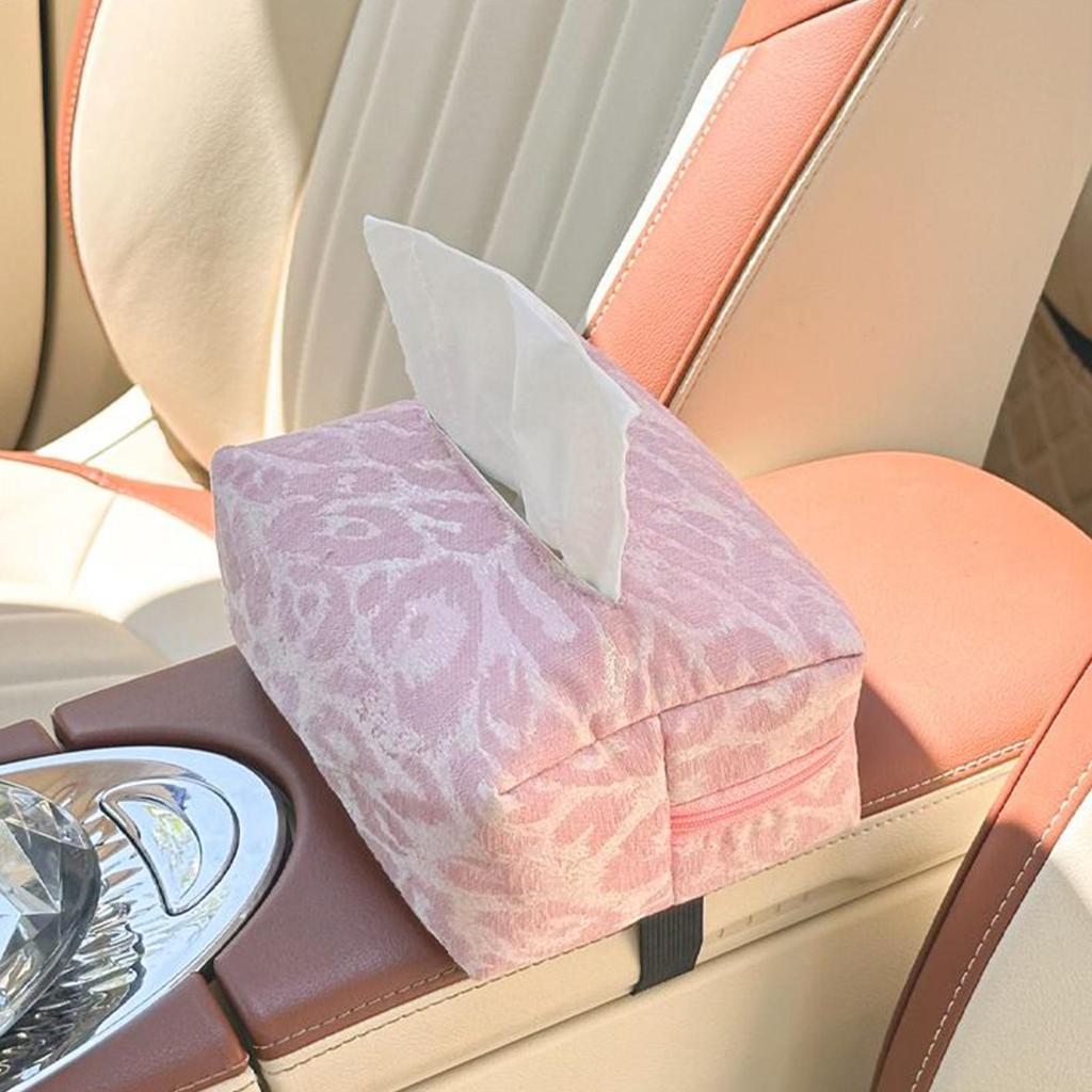 Universal Leopard Print Car Tissue Box Zippered Holder for Headrest or Dashboard Multifunctional Auto Organizer for All Vehicles