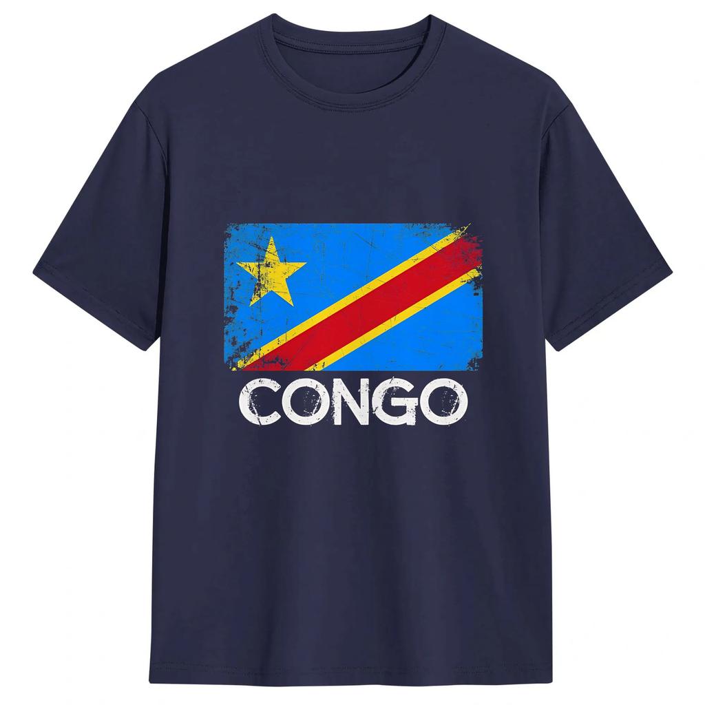 Congo Flag Unisexs T Shirts Crazy Tees Short Sleeve Crew Neck Tshirt 100 Cotton 6xl Clothing