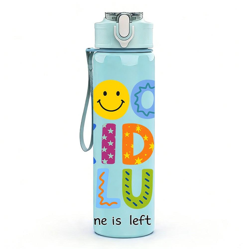 1PC Cool Kids Club Letter Print 750ml Color Plastic Sports Water Bottle Leakproof Flip Straw Lid Suitable for Sports Office Home Use