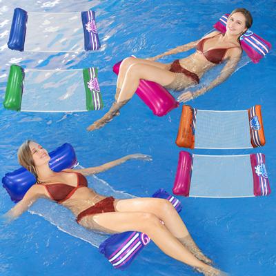 New PVC Inflatable Floating Row, Water Clamp Net, Foldable Deck Chair, Floating Bed, Inflatable Reliable Back Water Play Hammock