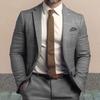 Men Suit Coat Formal Business Style Slim Fit Plaid Print Long Sleeve Single Button Closure Mid Length Straight Cardigan Work Office Coat
