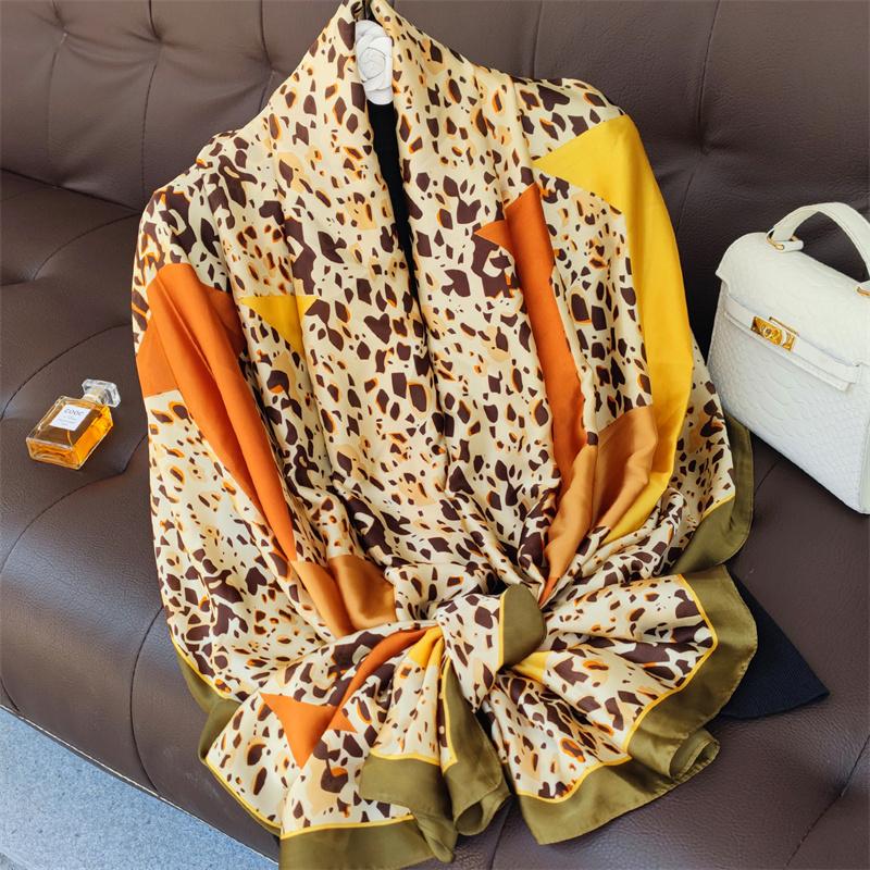 180*90cm muffler fashion Luxury Brand Scarf Women New Style Fashion Color Matching Print Silk Lady Popular Headcloth Beach Shawl