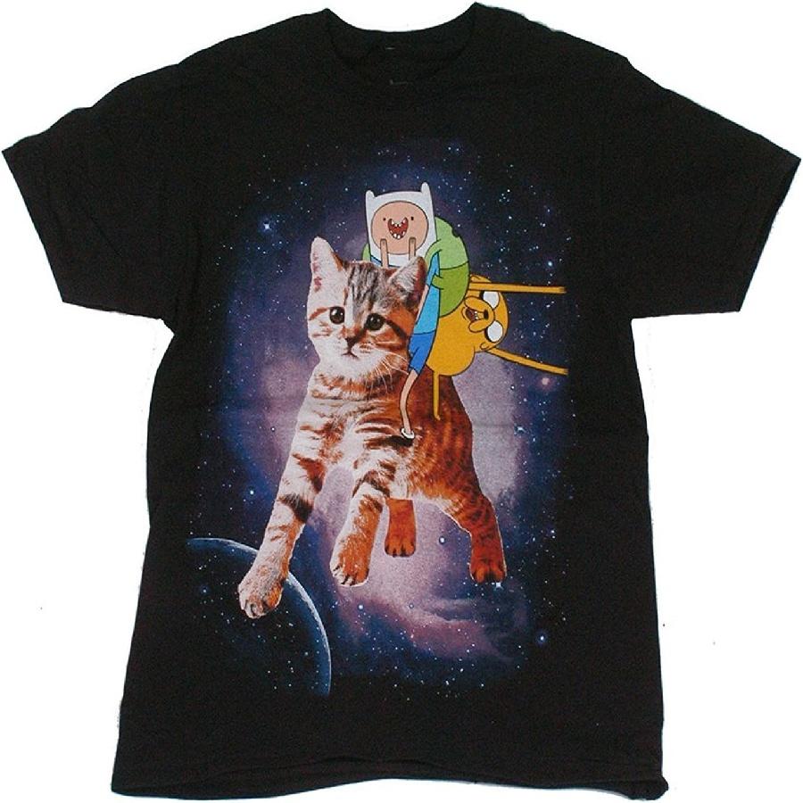 Время приключений Финн Джейк Космическая Мужская Футболка, Черная (XL) S чёрный